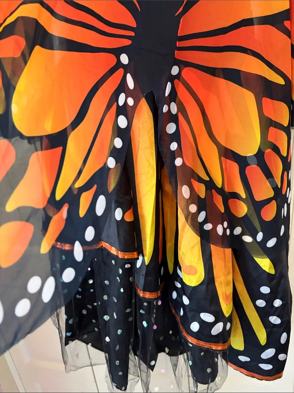 Costume Monarch Butterfly Halloween Vibrant Mesh Cosplay Ruffles Girls Size LG